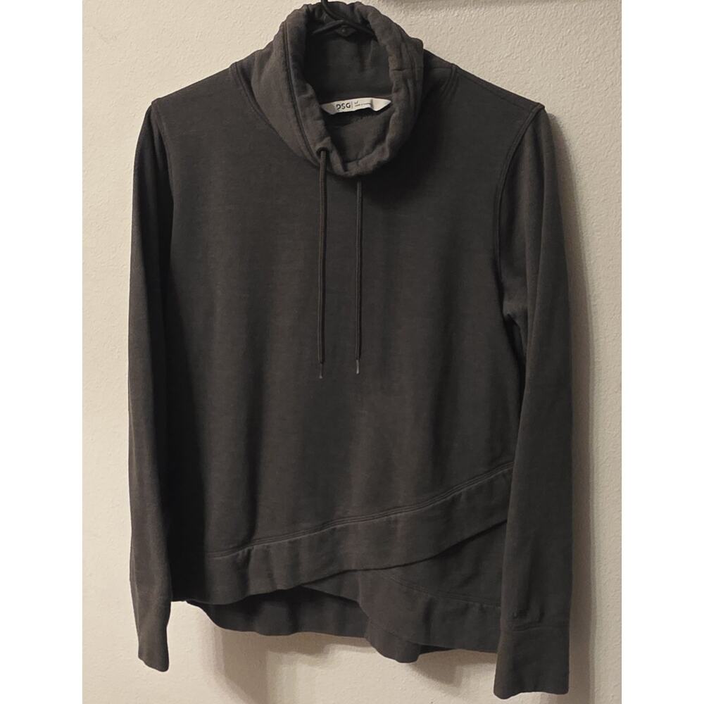 DSG Women's Tulip Hem Funnel Neck Pullover Green Sz Medium
